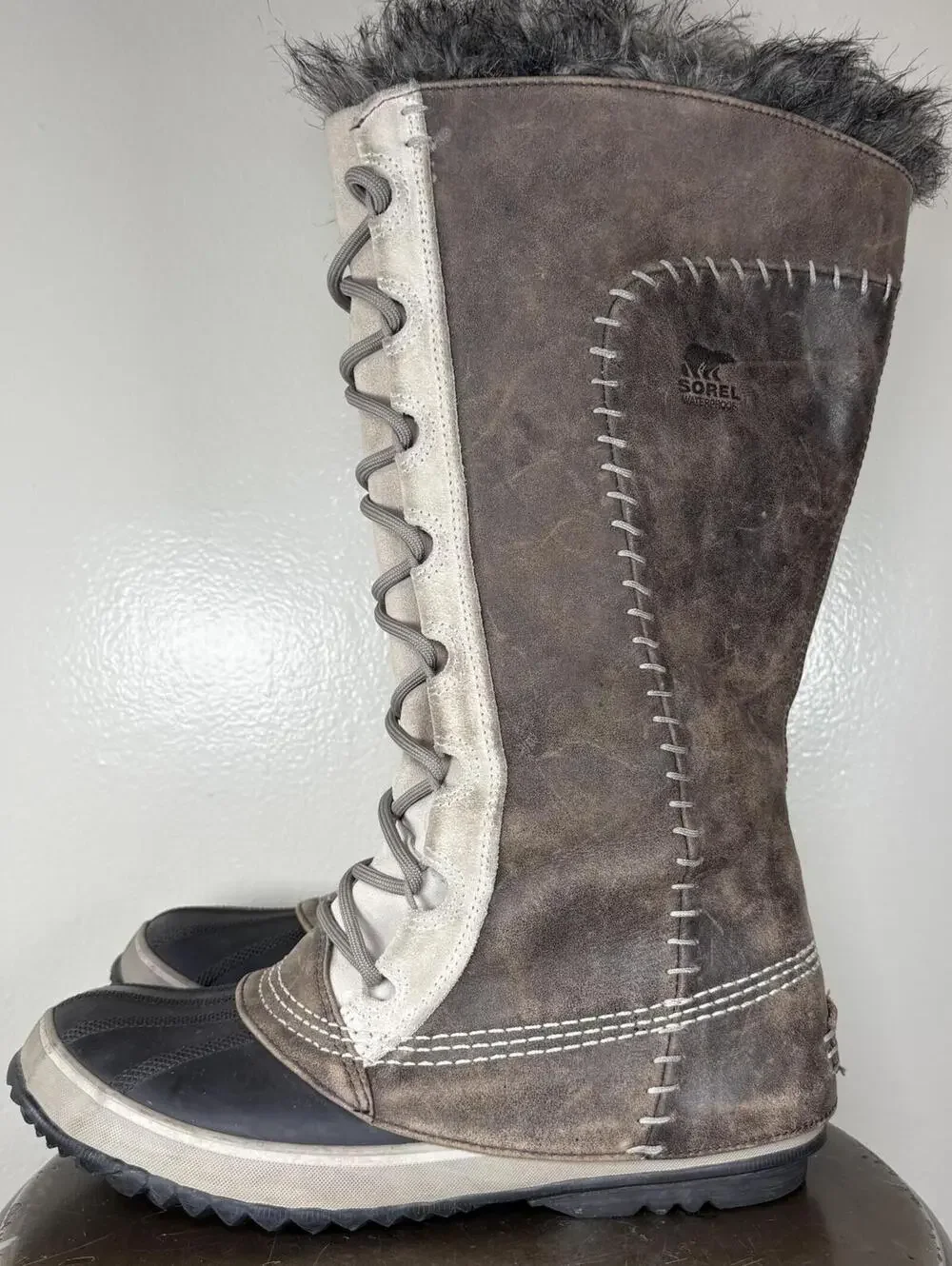 Sorel Cate The Great Leather Suede Lace-Up Winter Boot US 8 UK 6.5